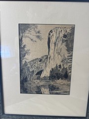 John F Primoshic 1937 „Colorado Rocky Mountains“ Pen & Ink Drawing – Framed