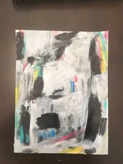 Elvi Original art on paper 9×12 acrylic signed original painting modern white