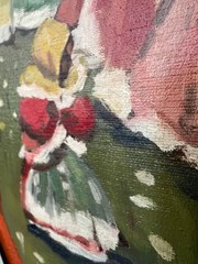 VTG Original 1950s Big Oil Painting Czech Folk Scene Signed -Style of Joza Uprka