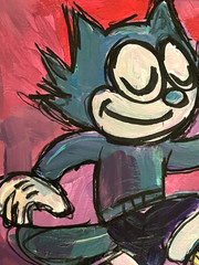 Original Art Painting Felix Vintage Comic 10×10 Neoexpressionist Cartoon Cat