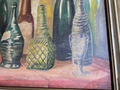 Steward Lewise 1954 „Bottles And Shadows“ Oil Painting – Signed And Framed