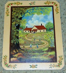 Nice, Folk Art Oil Painting „Way to School“ Julia Seay age 81, dated 1995