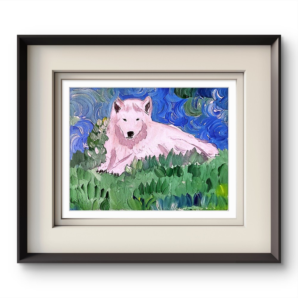 Arctic Wolf Colorful Modern Art Acrylic Painting on Canvas 1