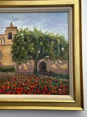 GLORIA LEE PAINTING LANDSCAPE MISSION ORIGINAL LISTED FAMOUS FLORAL GARDEN BLOOM