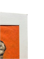 Mid Century Signed P Chan Batik Acrylic Painting on Fabric Serene Buddha Head