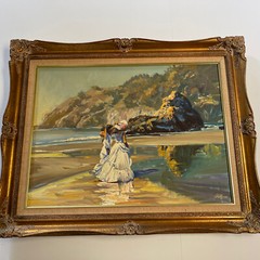 Impressionist Painting Craig Nelson Beach Coastal Woman Landscape Listed Rare