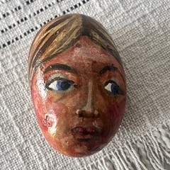 Rock Painting Hand Painted River Rock Stone Art Woman Face