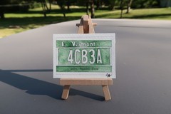 Original Vermont License Plate ACEO | Watercolor Miniature American Cars