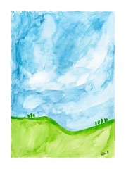 Wide Open Sky Painting 12×9 Watercolor Landscape Fine Art Gallery Paper Signed