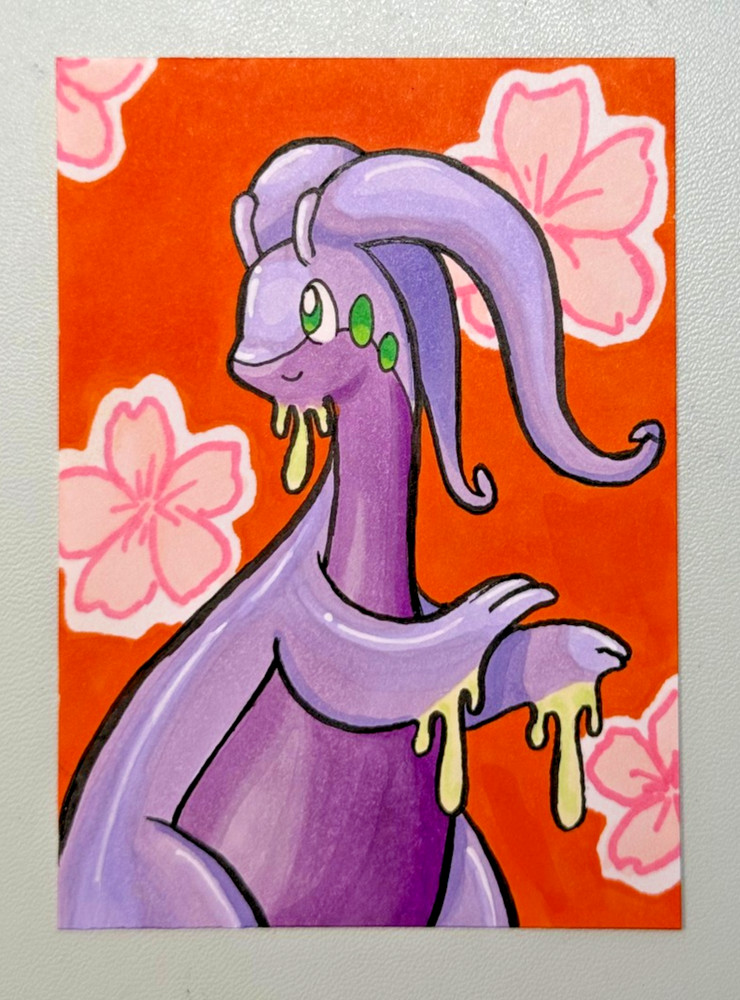 ACEO Original Pokemon Fanart „Goodra“, Mini Art 2.5 x 3.5 Inches Anime