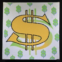 Framed. Steve Kaufman, Original “Money”. Hand signed SAK 149 on back.