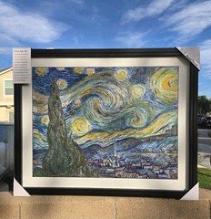NEW Silver Glitter Hand-painted Oil-Acrylic Painting Van Gogh Starry Night Art