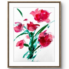 TITA PAINTZ Pink Roses Flowers Original Abstract Acrylic Painting 9×12 Wall Art