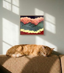 Original Modern Landscape Art 8×10 Cloudscape Tree Acrylic Painting Canvas Panel
