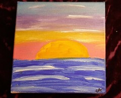 Sunset painting on canvas 3in x 1.5 in