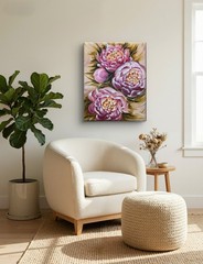 100% Original Oil Painting 30×24″Artwork Pink Peonies Spring flowers Peony