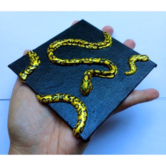 3D Emboss Snake Animal Glue Gun Canvas Shiny Pop Medium Art Hand Painting NEW