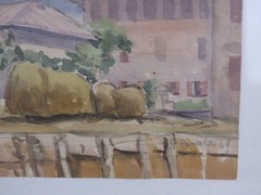 Painting In Watercolor View Of Country Signed Pancaldi Painter Of Modena P0