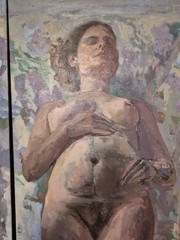 2 Original Contemporary Figurative Matching Oil Paintings Unsigned Nude Couple
