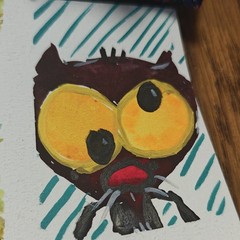 ACEO by Emily Meinert Cat Watercolor Sparky Crazy Kitty Art Card