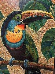 ✨ Original Ricardo Maya Painting – Vibrant Toucan in Kaleidoscopic Style ✨