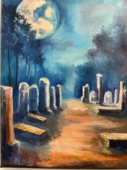 Halloween Decor, Original Painting oil, 8×10 inches, HALLOWEEN Horror Art, Gift
