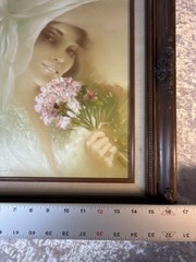 Vintage Maurice Portrait Oil Painting Woman Hat Flowers Ornate Framed 17×21