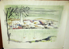 ALFRED BIRDSEY VINTAGE ORIGINAL WATERCOLOR BERMUDA TOWN SCENE PAINTING