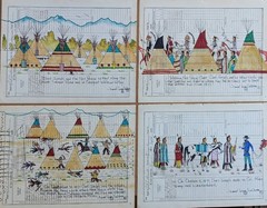 Daniel Long Soldier THE CHIEF JOSEPH STORY, 1877, SET OF 4 Original Paintings