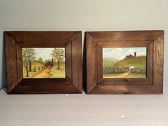 2 Original Paintings Of Rural Country Landscapes W/Barn – Framed 11.5” x 9.5”