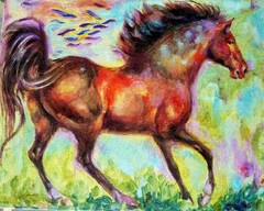 Hand-Painted Oil Painting Running Horse Portrait Canvas Wall Art MQ1780