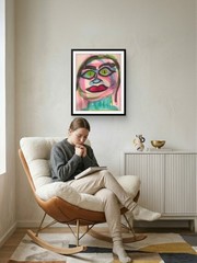 Abstract Face 502 11X 14″ Neo Impressionist Acrylic Painting Paper Loose
