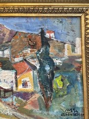 JACOB EISENSCHER PAINTING ISRAEL AUSTRIA MODERNIST LANDSCAPE FAMOUS LISTED RARE