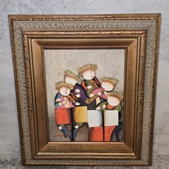 Joyce J Roybal Framed Children Musicians Oil Painting On Canvas Signed 15″ X 13″