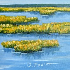 Original Oil Painting Marsh Swamp Scene Nature Painting Wall Art Home Decor