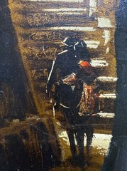 S. Garriga Signed COA Landscape Painting Framed Street Scene Bronze 24×36”