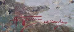 Landscape Painting Italy Naples Boats Amalfi Coast Architecture 20th