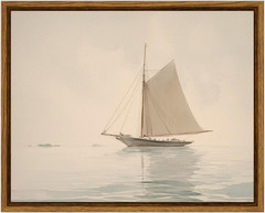 VIYYIEA Framed Wall Art, Canvas White Sailboat Seascape Watercolor Vintage Pa…