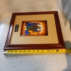 Enamel Copper Marraige St. Joseph Virgin Mary Wedding Painting Matted Framed Art