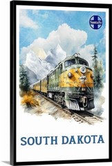 South Dakota By Santa Fe Retro Travel Poster, Canvas Or Framed 1930s Vintage