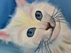 Original Oil painting art on canvas 11 x 14 in portrait colorful abstract cat