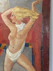 MID CENTURY PAINTING NUDE WOMAN WOMEN FEMALE MODEL VINTAGE EXPRESSIONIST LARGE