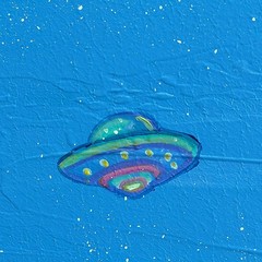 Original UFO Painting Retro Sci Fi Night Abstract Landscape Sunset Country Art