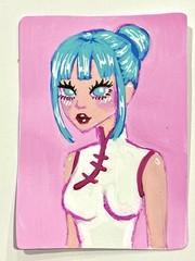ACEO Original Art OOAK Painting Pastel Dreamers #16 Anime Girl Portrait ATC OOAK