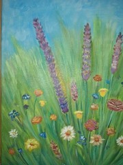 Contemporary Expressionist Wild Flowers 12×12 Acrylic Stretched Canvas