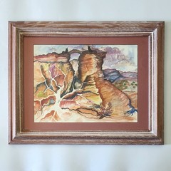 Mary Lou Ray Greer Original Watercolor Painting Southwest Desert Canyon Framed