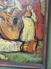 CARLOS LOPEZ RUIZ PAINTING MEXICAN MEXICO PORTRAIT MID CENTURY MAN WOMAN MUSIC