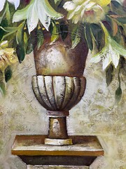 NY Art- Original Oil Painting of Still-Life Flower Pot on Canvas Framed 24×36