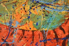 Pollock/Richter style horse equestrian petroglyph, 81” X 62”(6ft 9in)Abstract