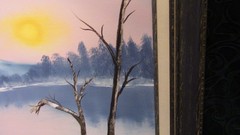 Winter Landscape Painting – K. Crabtree – 25″ x 22″ – Resin Frame – No Glass
